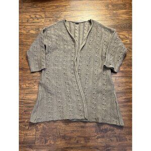 Uchi Brown Open Front Cable Knit Wool Blend Cardigan